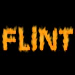 The flint logo on fire